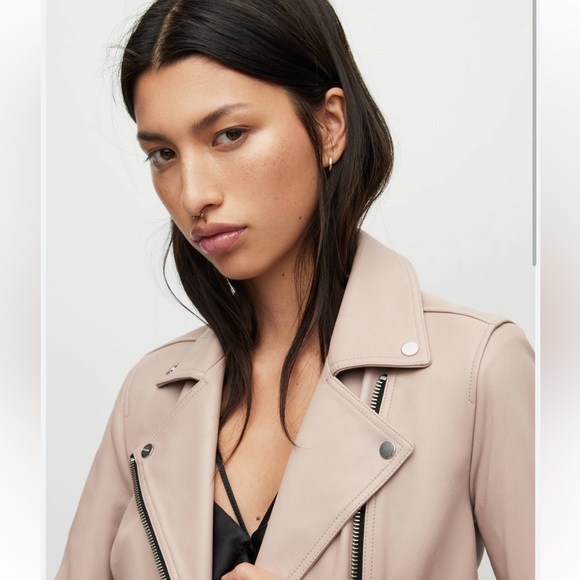 ALL SAINTS DALBY LEATHER JACKET IN MOONLIGHT PINK *sold out color* - Picture 2 of 10